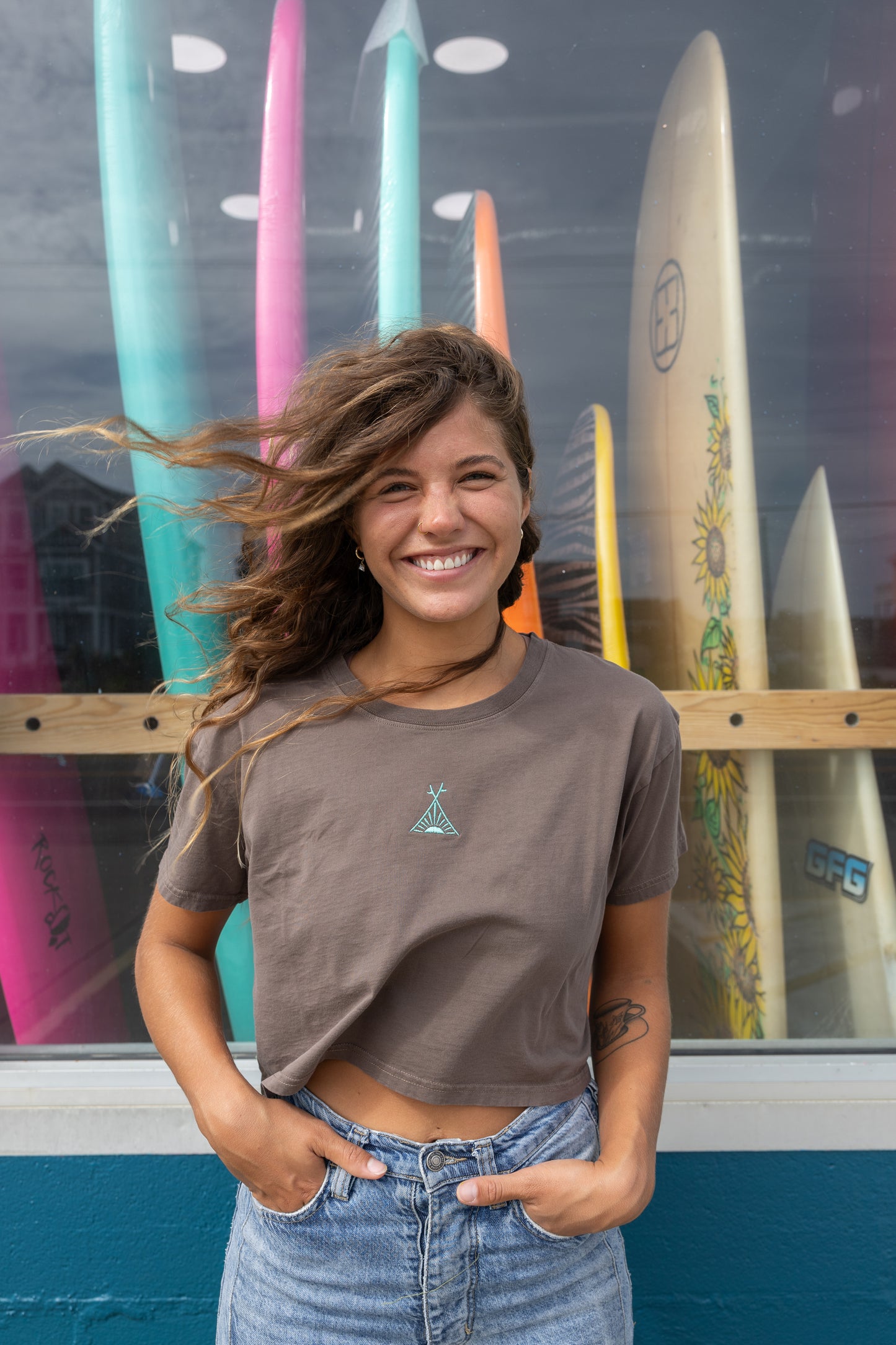 Brown Teepee Crop Tee