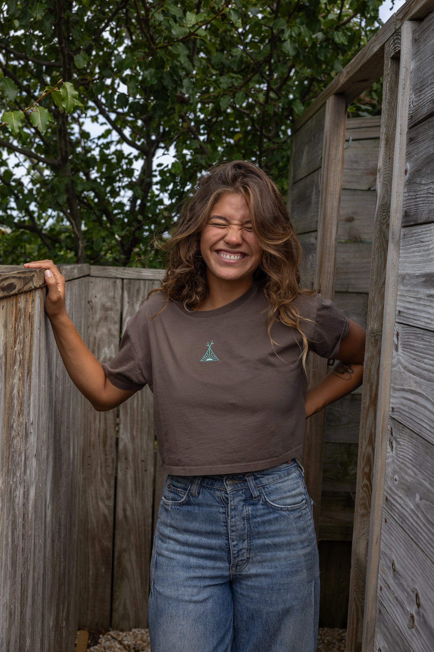 Brown Teepee Crop Tee