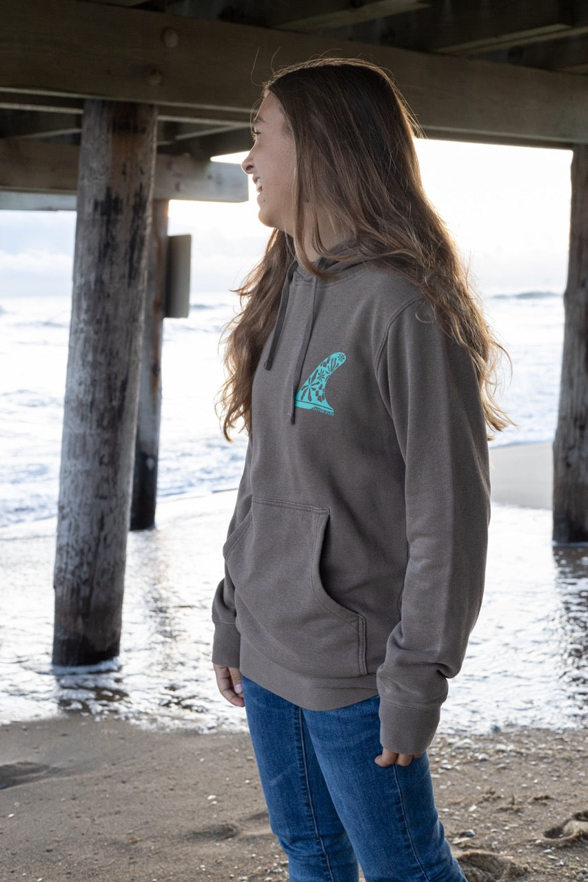 Pigment dyed pullover hoodie- Fin Design