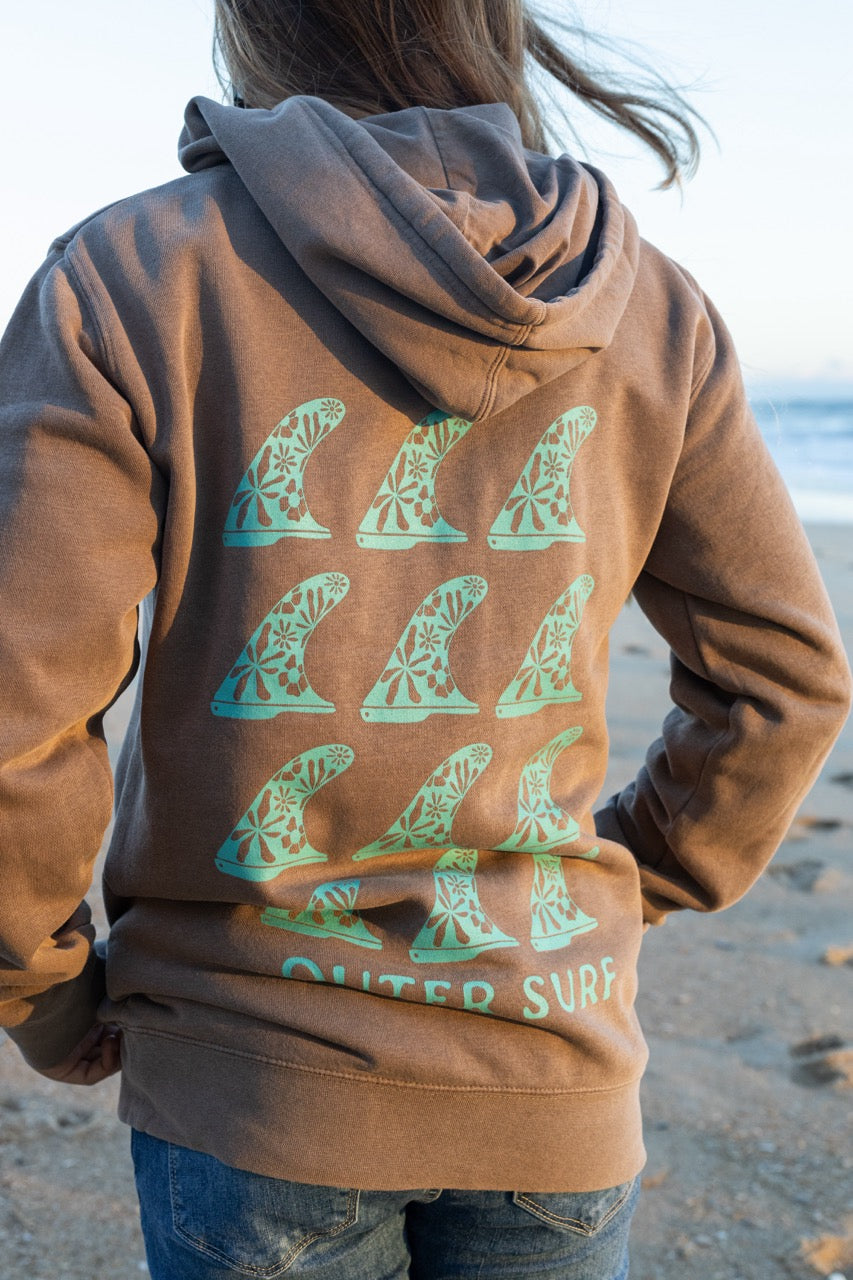 Pigment dyed pullover hoodie- Fin Design
