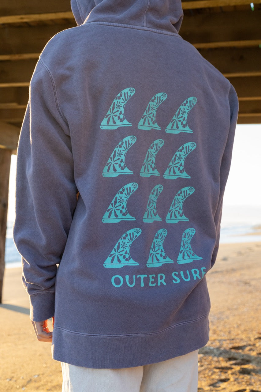 Pigment dyed pullover hoodie- Fin Design